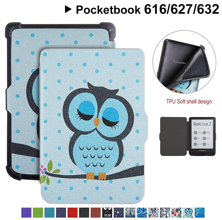 Pouzdro Durable Lock PB-07 pro Pocketbook 616 / 617 / 618 / 627 / 628 / 632 / 633 - motiv Owl