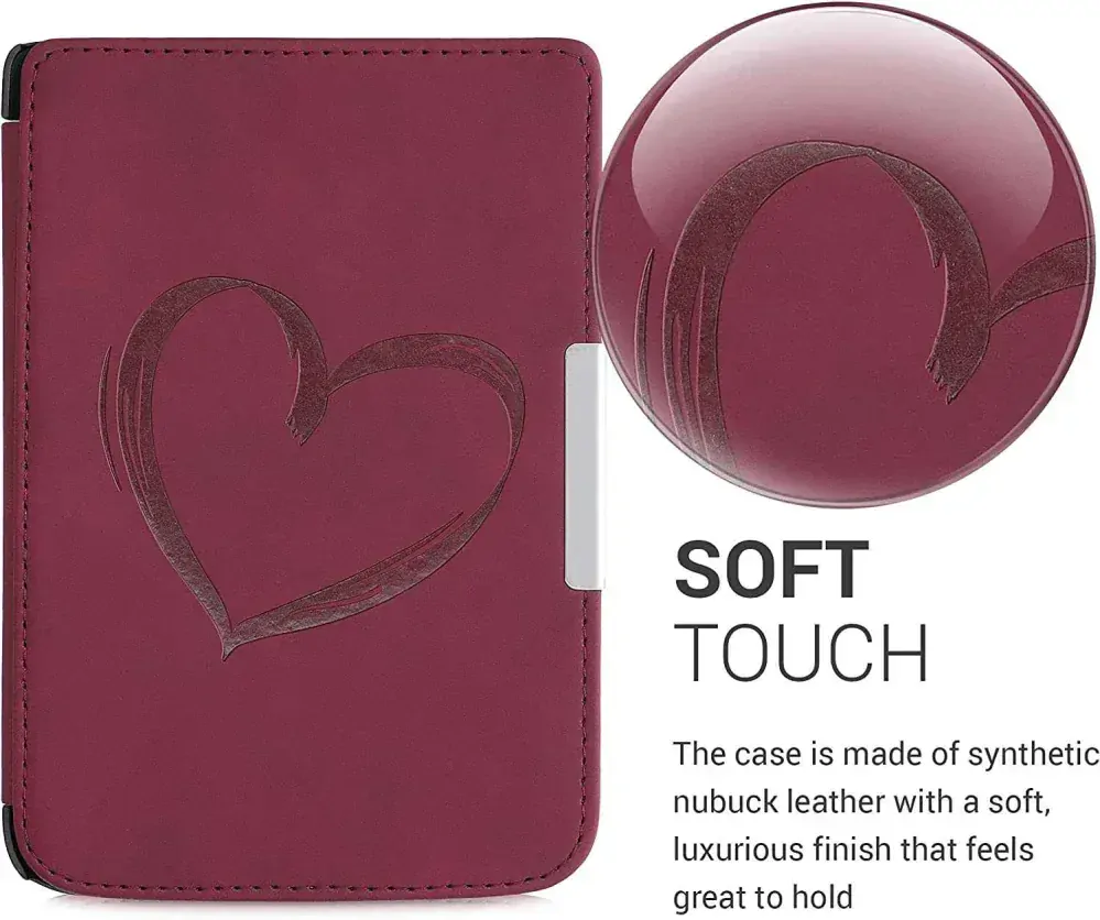 Pouzdro KW Mobile - Brushed Heart - KW5574701 - pro Pocketbook 614/615/624/625/626 - tmavě červené