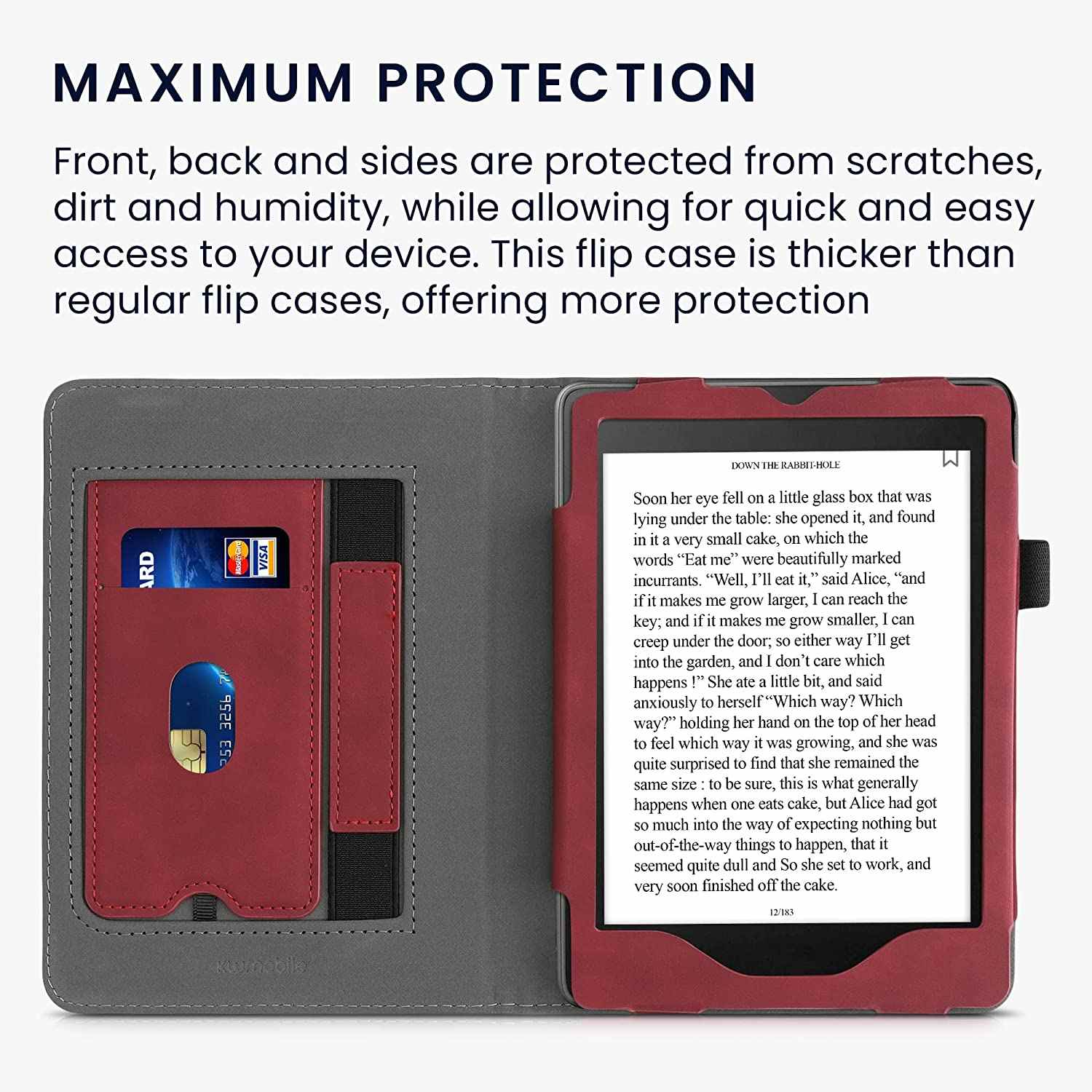 Pouzdro KW Mobile - Nubuck Brushed Heart - KW5626202 - pro Amazon Kindle Paperwhite 5 (2021) - Dark Red