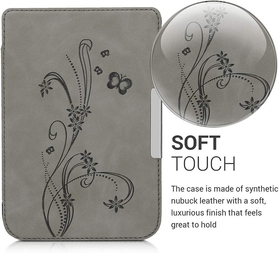 Pouzdro KW Mobile - Butterfly Tendril - KW5022802 - pro Pocketbook 616/617/627/628/632/633 - šedé