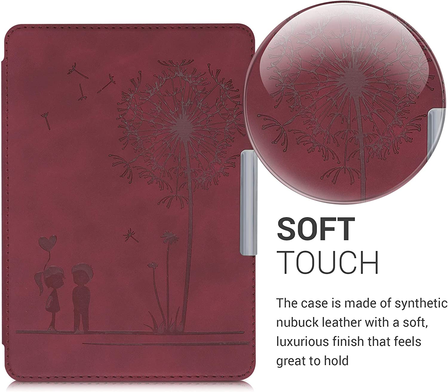 Pouzdro KW Mobile - Dandelion Love Dark Red - KW4897517 - pro Amazon Kindle Paperwhite 4 (2018) - červené