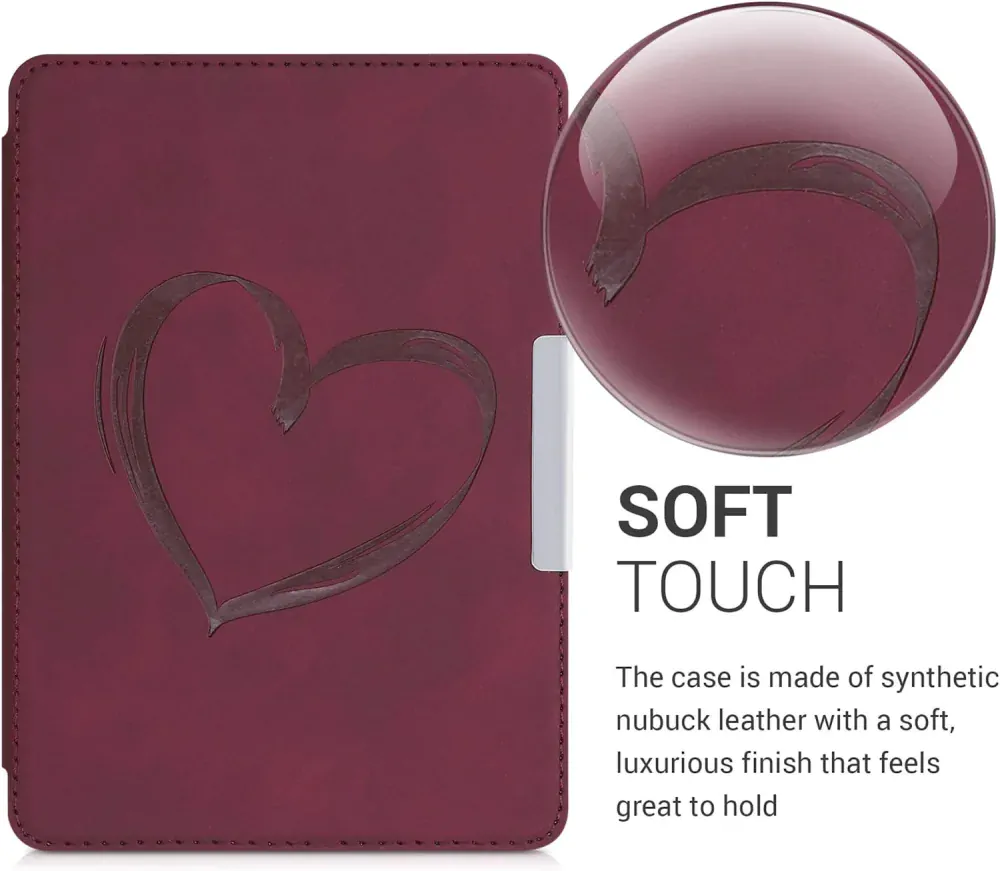 Pouzdro KW Mobile - Brushed Heart - KW4897512 - pro Amazon Kindle Paperwhite 4 (2018) - tmavě červené