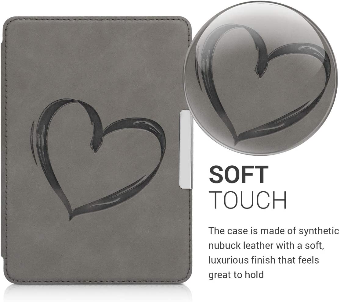 Pouzdro KW Mobile - Brushed Heart - KW4897505 - pro Amazon Kindle Paperwhite 4 (2018) - šedé