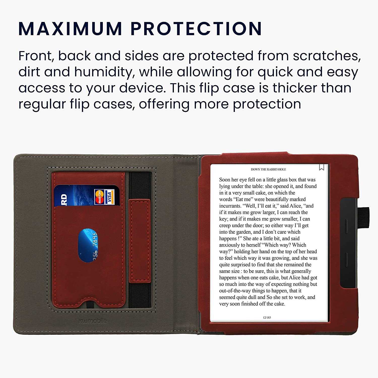 Pouzdro KW Mobile - Nubuck Brushed Heart - KW5939301 - pro Amazon Kindle Oasis 2/3 - Dark Red