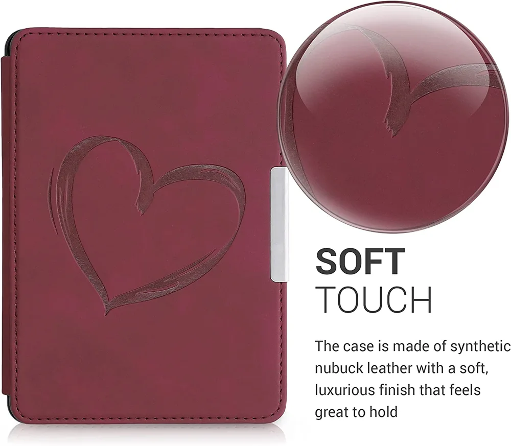 Pouzdro KW Mobile - Brushed Heart - KW4974710 - pro Amazon Kindle Paperwhite 1/2/3 - tmavě červené