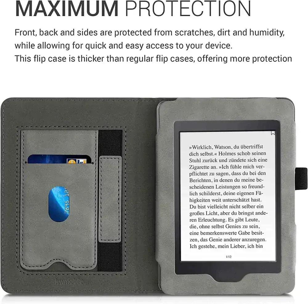 Pouzdro KW Mobile - Brushed Heart - KW5567501 - pro Amazon Kindle Paperwhite 1/2/3 - šedé