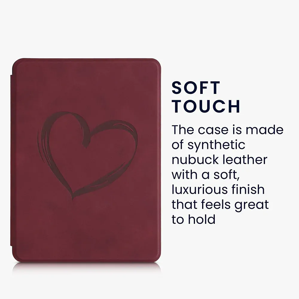 Pouzdro KW Mobile - Brushed Heart - KW5625702 - pro Amazon Kindle Paperwhite 5 (2021) - tmavě červené