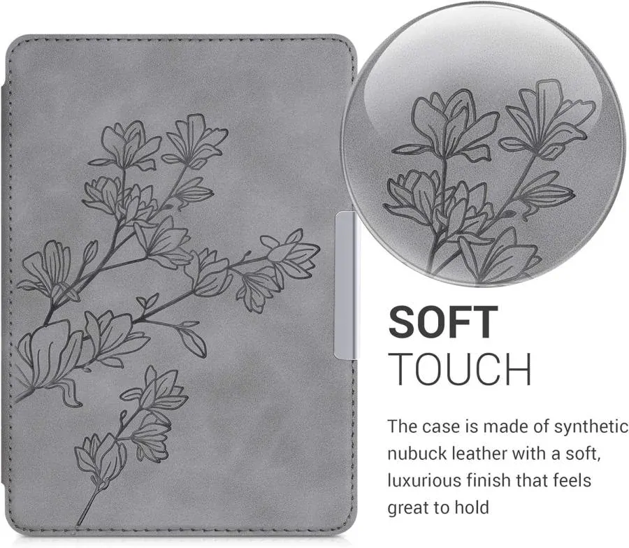 Pouzdro KW Mobile - Magnolias - KW4897515 - pro Amazon Kindle Paperwhite 4 (2018) - šedé