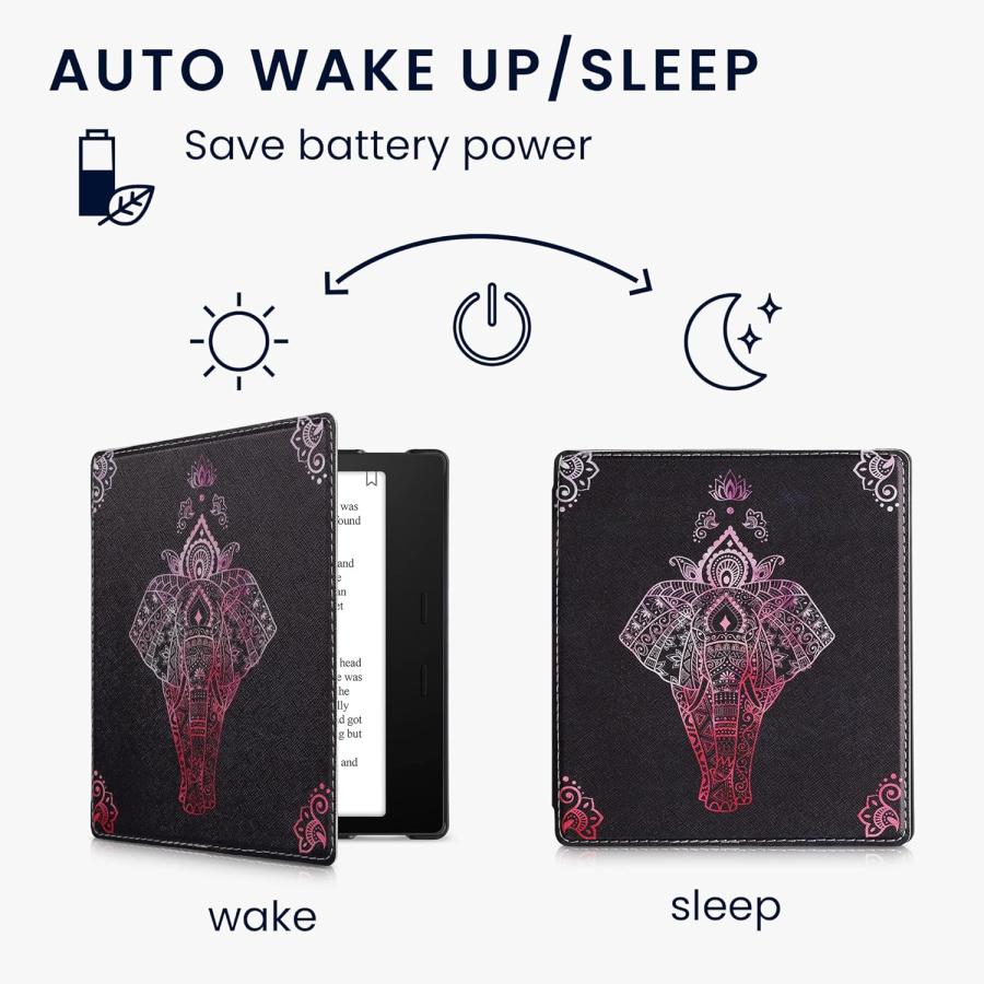 Pouzdro KW Mobile - Elephant Sketch Stand - KW5784901 - pro Amazon Kindle Oasis 2/3 - antracitové