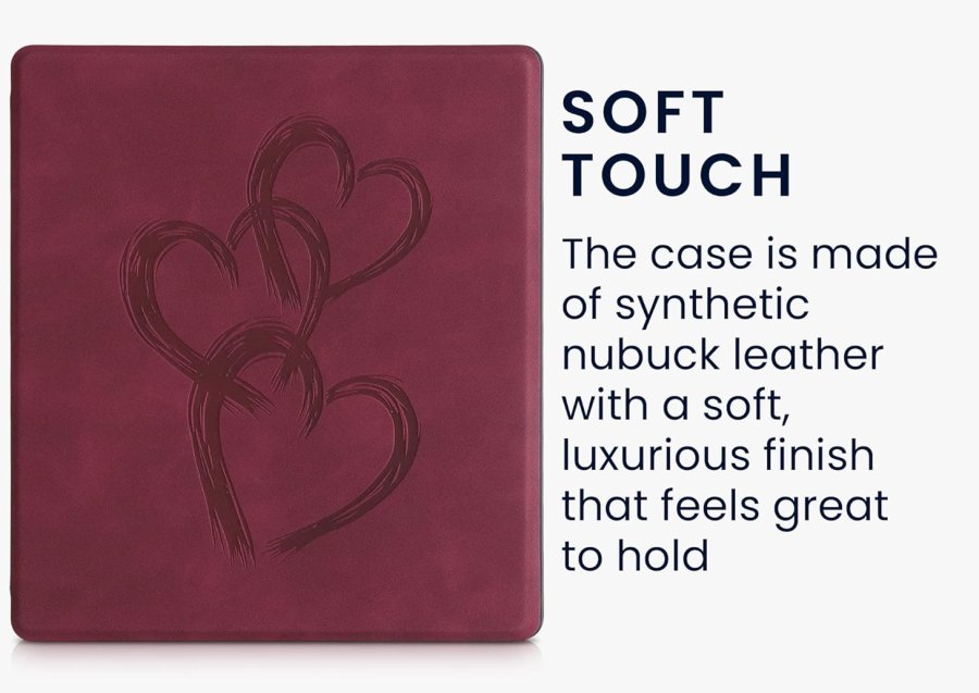 Pouzdro KW Mobile - Brushed Heart Abstract -  KW5697209 - pro Amazon Kindle Oasis 2/3 - červené