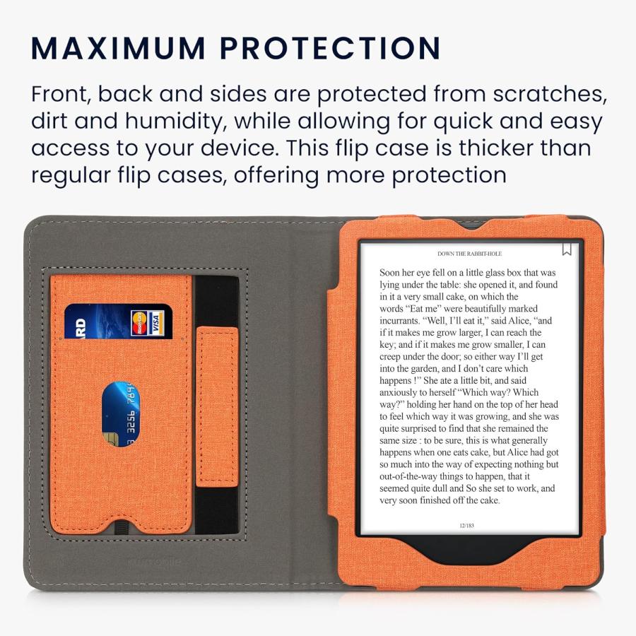 Pouzdro KW Mobile Double Leather - KW5626106 - pro Amazon Kindle Paperwhite 5 (2021) - šedá, oranžová