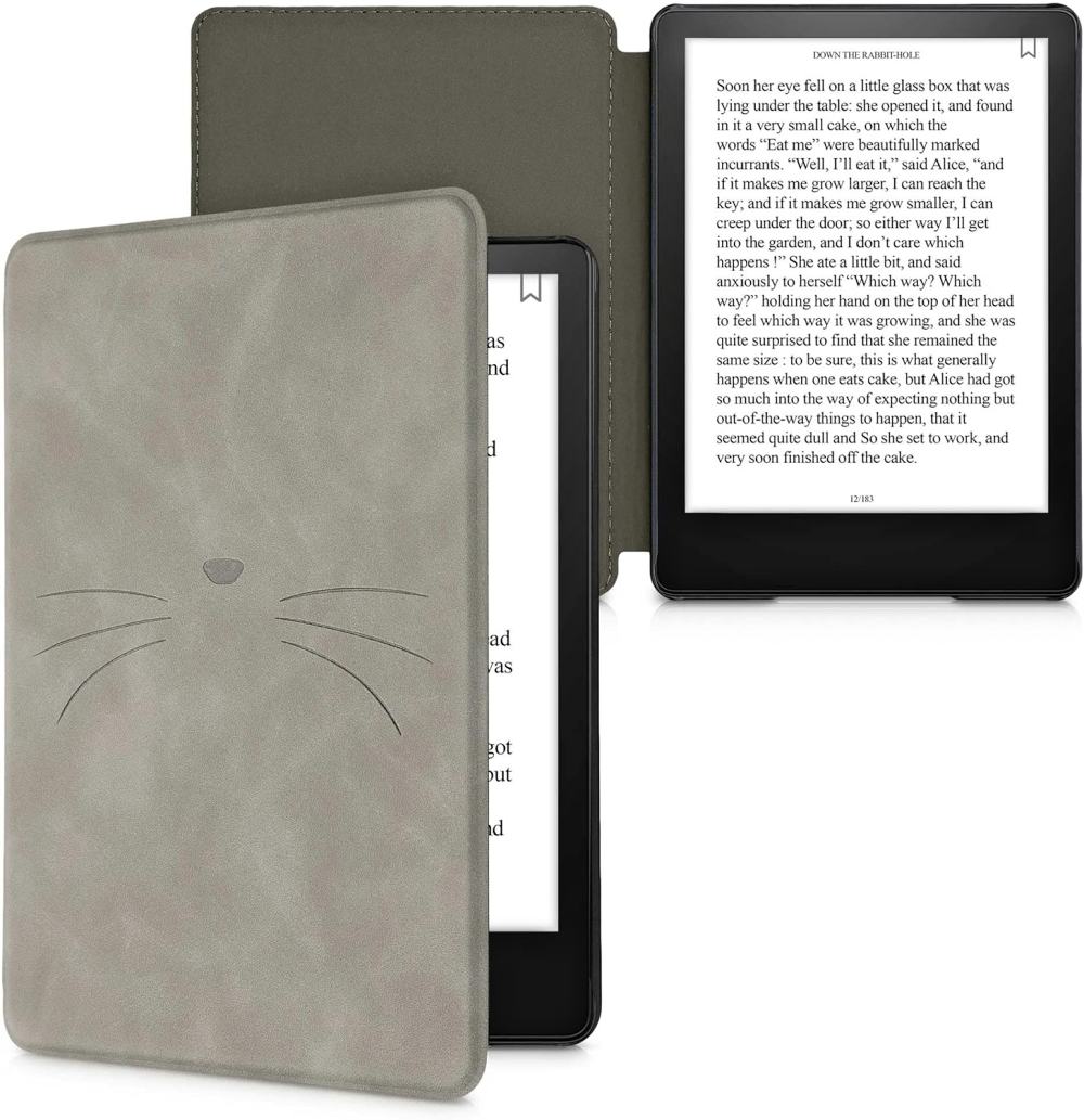 Pouzdro KW Mobile - Meow Meow - KW5625705 - pro Amazon Kindle Paperwhite 5 (2021) - šedé
