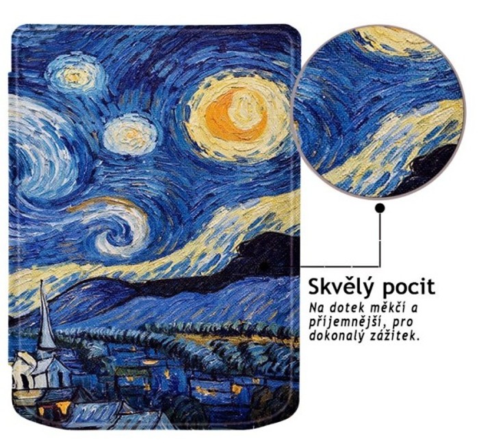 Pouzdro B-SAFE LOCK 3511, obal na Pocketbook 629 Verse / 634 Verse Pro - magnetické zavírání, AutoSleep, motiv Gogh