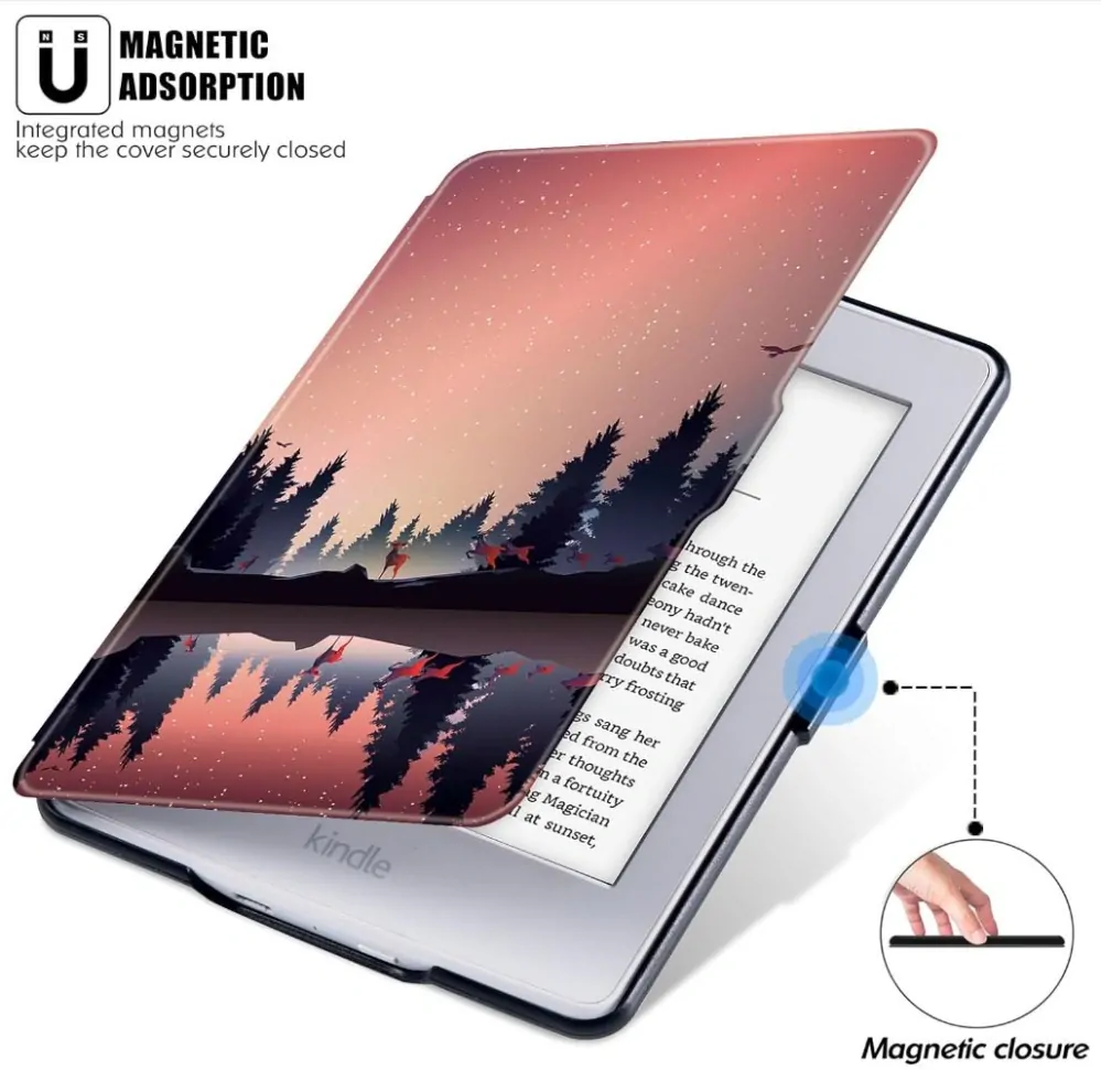 Armori Trimer T112, pouzdro pro Amazon Kindle Paperwhite 1/2/3 - magnetické zavírání, AutoSleep, motiv Nightlake