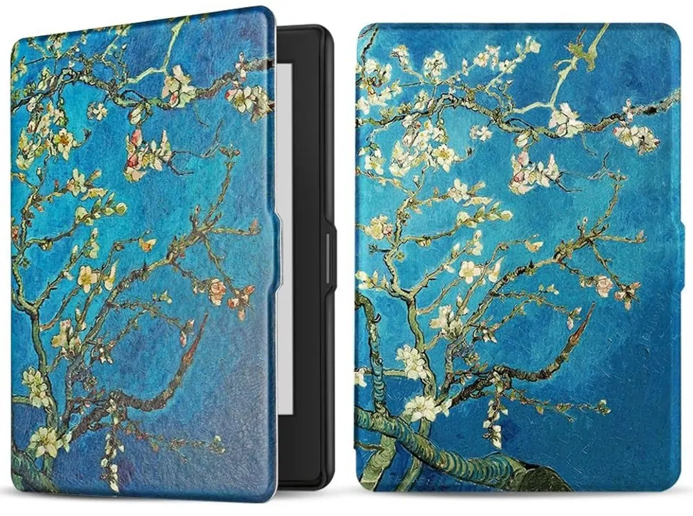 Armori Trimer T123, pouzdro pro Amazon Kindle Paperwhite 1/2/3 - magnetické zavírání, AutoSleep, motiv Blue Garden
