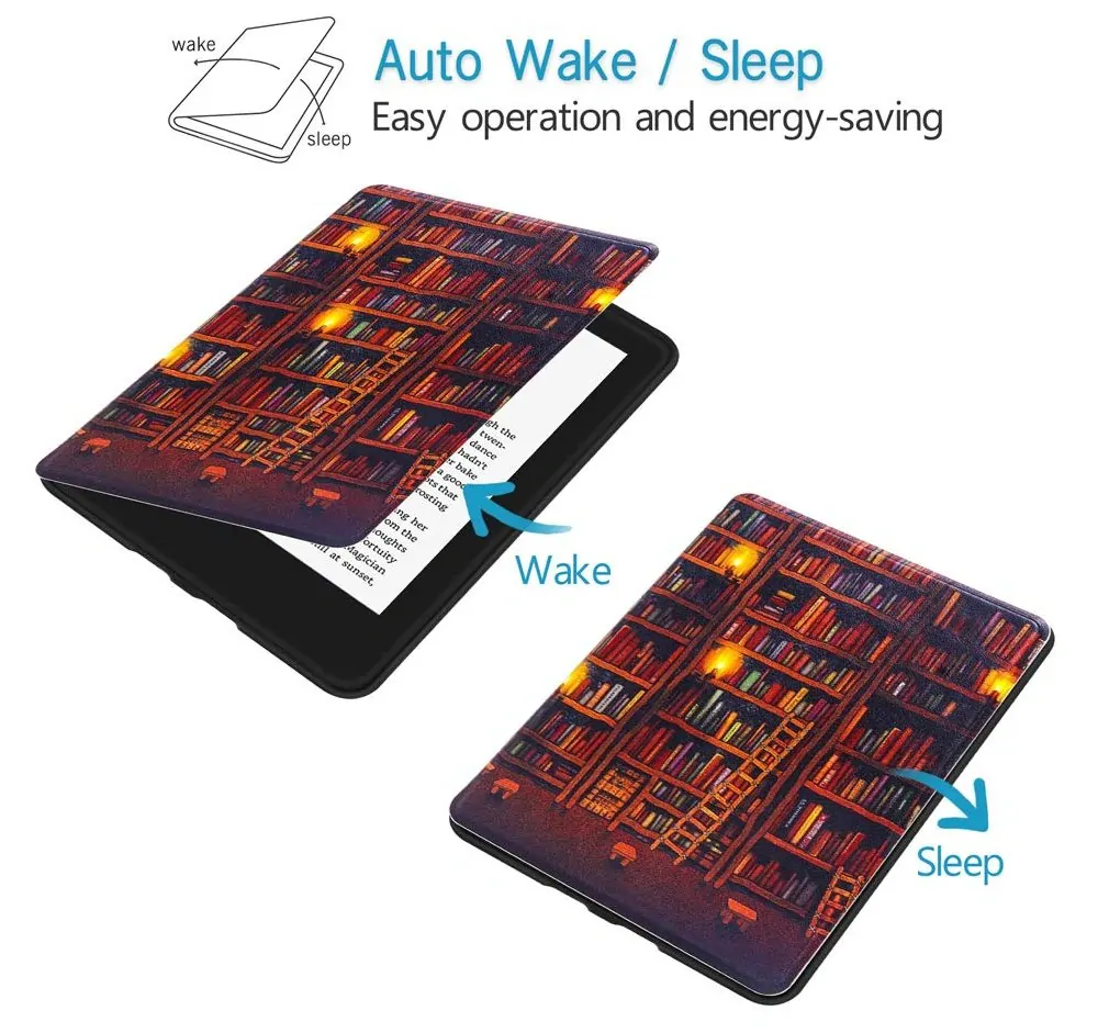 Armori Trimer T128, pouzdro pro Amazon Kindle Paperwhite 1/2/3 - magnetické zavírání, AutoSleep, motiv Library