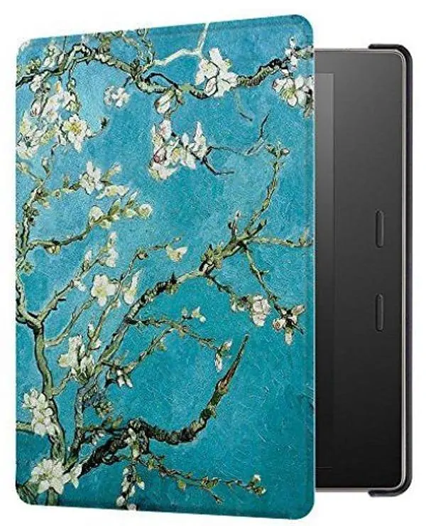 Armori Trimer T158, pouzdro pro Amazon Kindle Oasis 2/3 - magnetické zavírání, AutoSleep, motiv Blue Garden