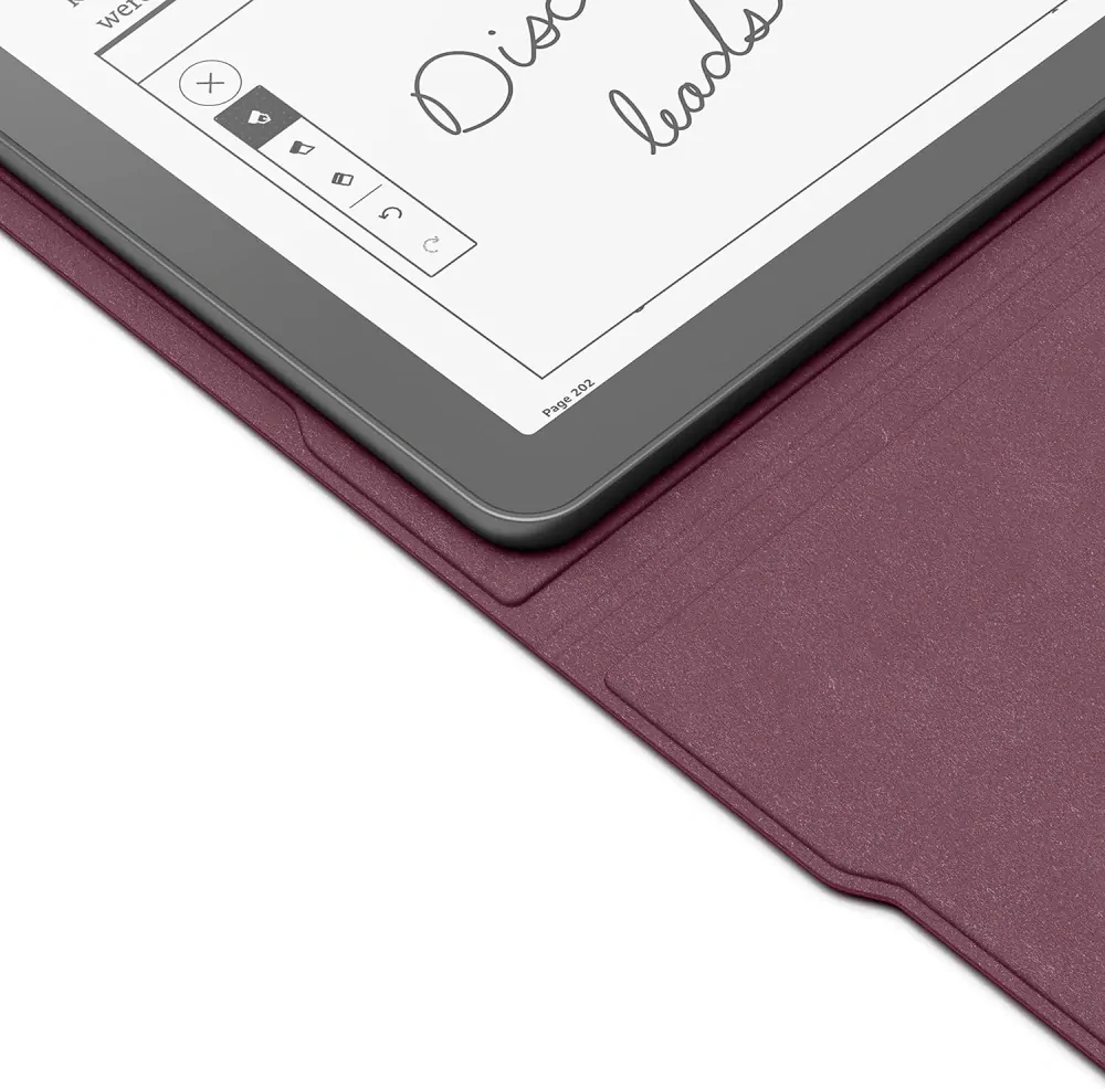 Originální pouzdro Amazon Kindle Scribe - KSLEBL, pravá kůže, stojánek, červené (Merlot)