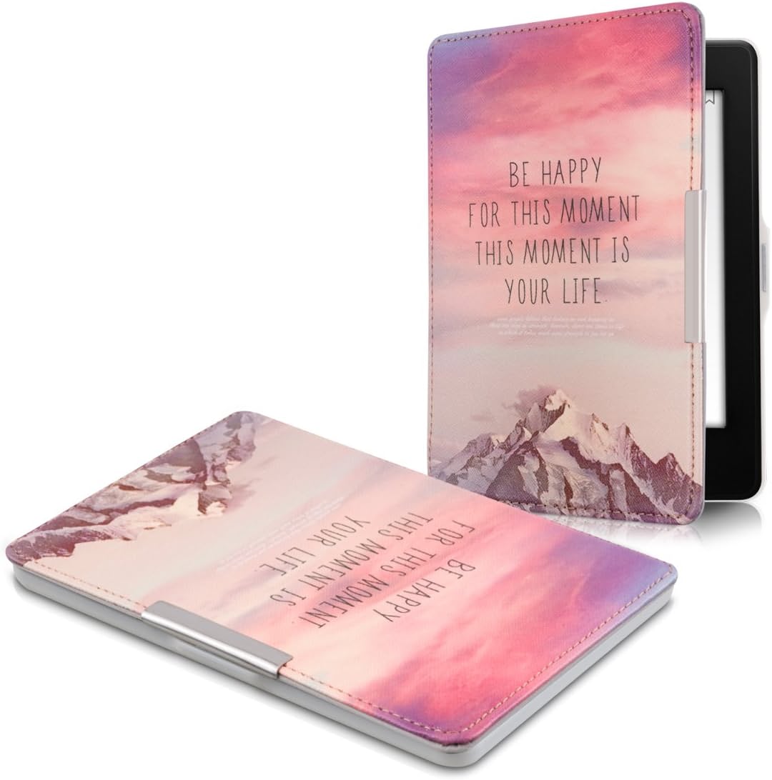 Pouzdro KW Mobile - Be Happy - KW2811806 - pro Amazon Kindle Paperwhite 1/2/3 - fialové