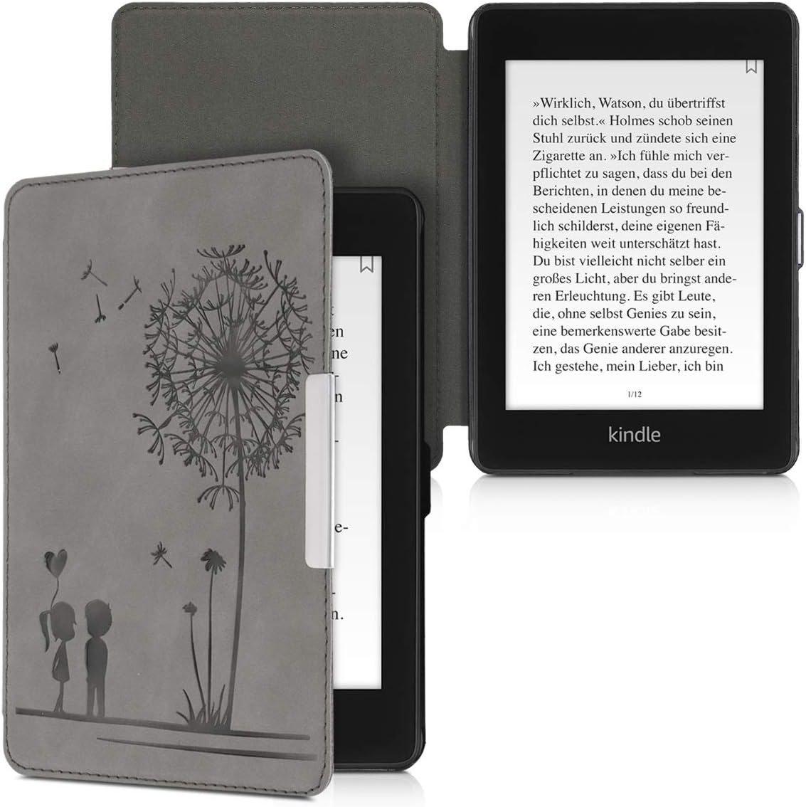 Pouzdro KW Mobile - Dandelion Love - KW4897503 - pro Amazon Kindle Paperwhite 4 (2018) - šedé