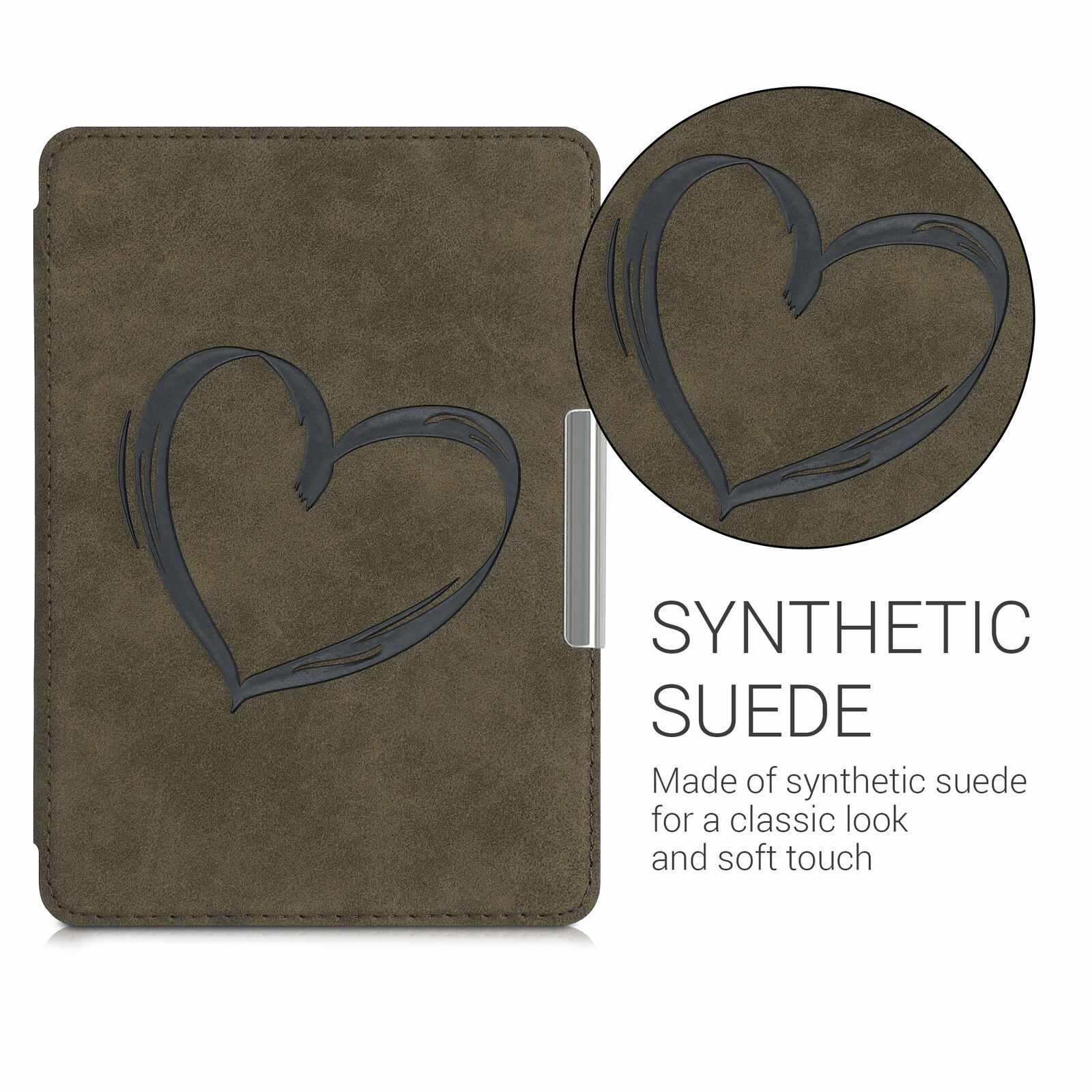 Pouzdro KW Mobile Felt Brushed Heart - KW5492402 - pro Amazon Kindle Paperwhite 4 (2018) - hnědé