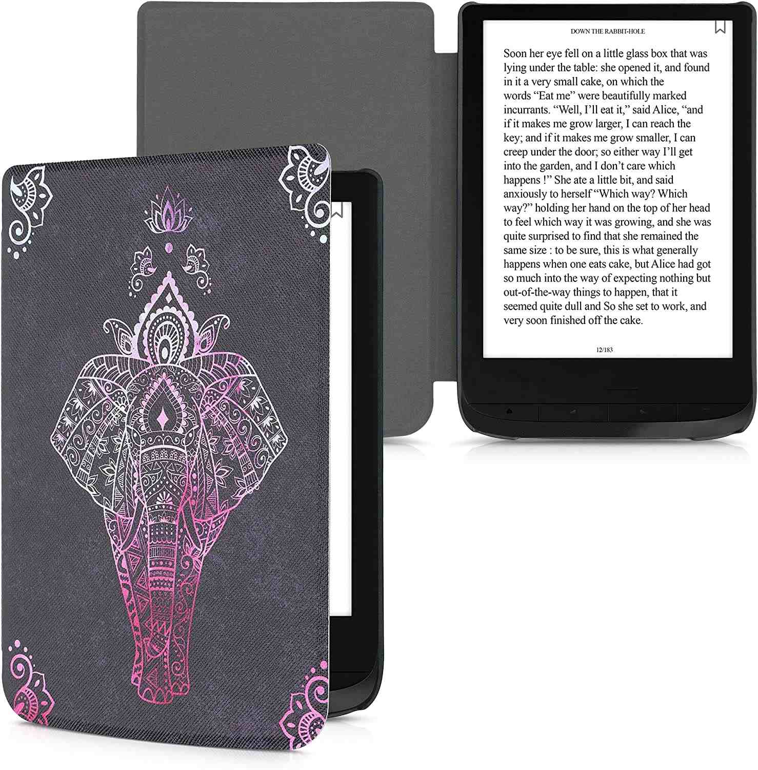 Pouzdro KW Mobile - Elephant Sketch - KW4621614 - pro Pocketbook 616/617/627/628/632/633 - antracitové