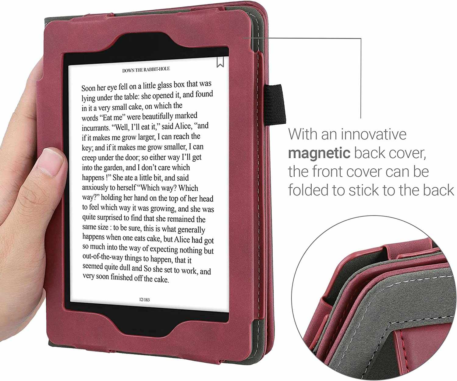 Pouzdro KW Mobile - Nubuck Brushed Heart - KW5022204 - pro Amazon Kindle Paperwhite 4 (2018) - Dark Red