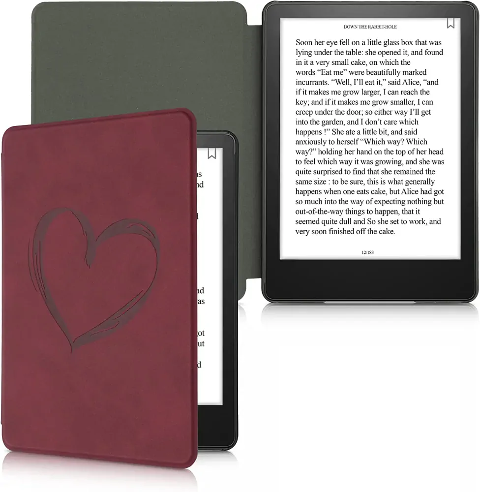 Pouzdro KW Mobile - Brushed Heart - KW5625702 - pro Amazon Kindle Paperwhite 5 (2021) - tmavě červené