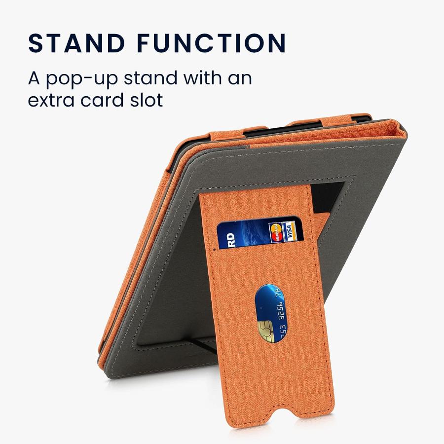Pouzdro KW Mobile Double Leather - KW5626106 - pro Amazon Kindle Paperwhite 5 (2021) - šedá, oranžová