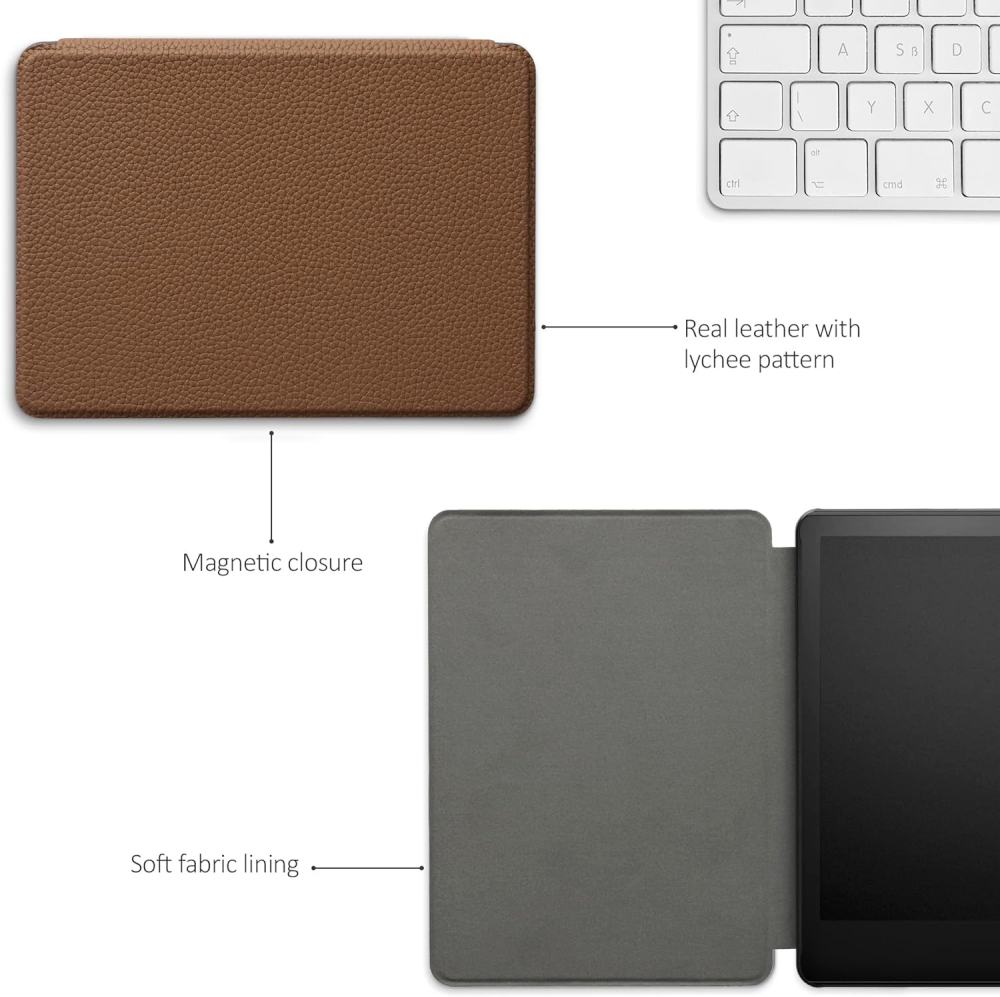 Pouzdro KW Mobile (Kalibri) - Real Leather - KA5781205 - pro Amazon Kindle Paperwhite 5 (2021) - hnědá kůže