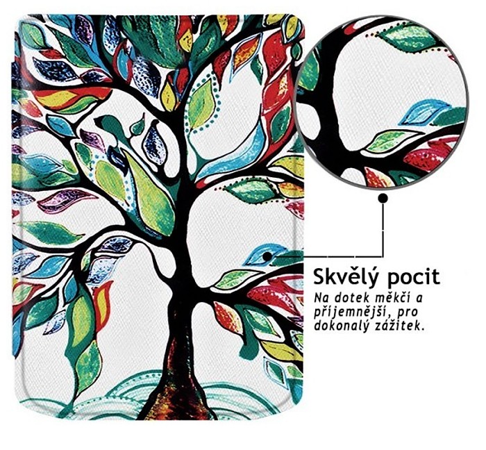 Pouzdro B-SAFE LOCK 3512, obal na Pocketbook 629 Verse / 634 Verse Pro - magnetické zavírání, AutoSleep, motiv Tree