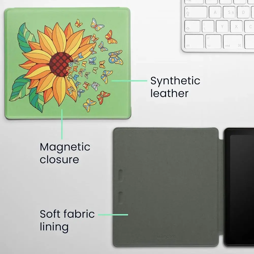 Pouzdro KW Mobile - Sunflower Butterflies - KW4941723 - pro Amazon Kindle Oasis 2 / 3 - vícebarevné