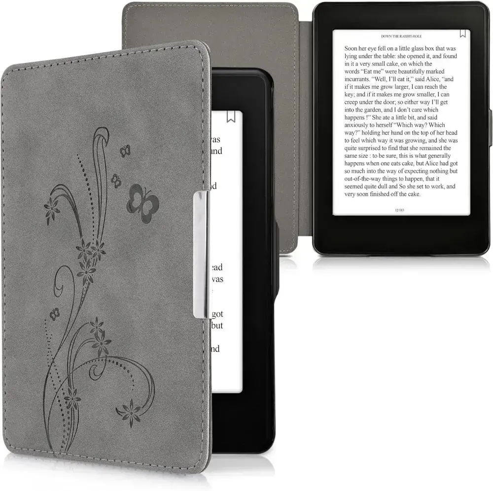 Pouzdro KW Mobile - Butterfly Tendril - KW2313641 - pro Amazon Kindle Paperwhite 1/2/3 - šedé
