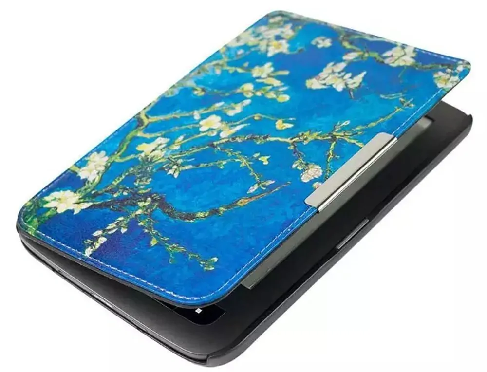 ARMORI TRIMER T039 - pouzdro pro Pocketbook 614 / 615 / 624 / 625 / 626 - motiv Blue Garden