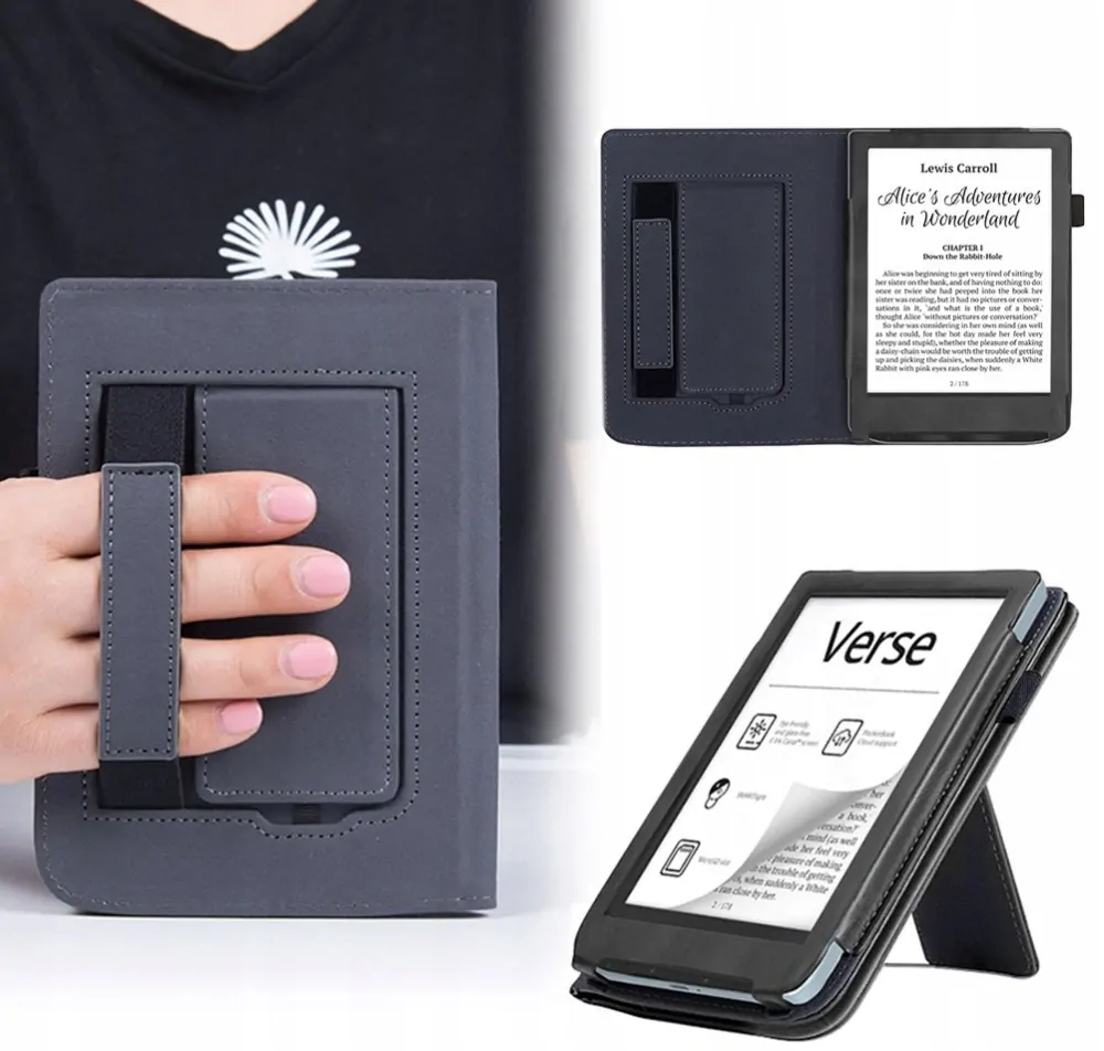 ARMORI Holder T045 - pouzdro se stojánkem pro Pocketbook 629/634 Verse (Pro) - černé, magnet, AutoSleep