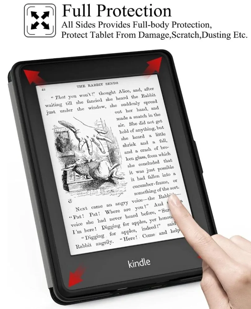 Armori Trimer T109, pouzdro pro Amazon Kindle Paperwhite 1/2/3 - magnetické zavírání, AutoSleep, motiv Green Butterfly