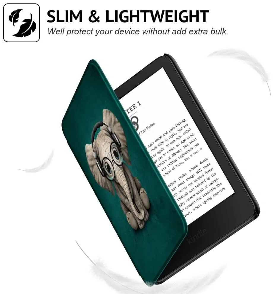 Armori Trimer T119, pouzdro pro Amazon Kindle Paperwhite 1/2/3 - magnetické zavírání, AutoSleep, motiv Elephant