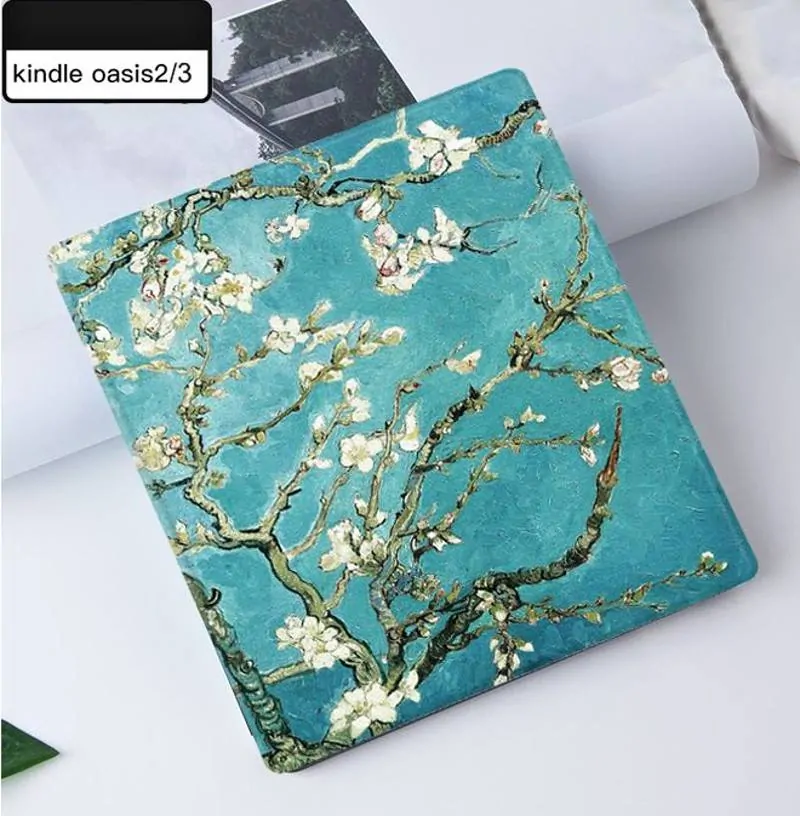Armori Trimer T158, pouzdro pro Amazon Kindle Oasis 2/3 - magnetické zavírání, AutoSleep, motiv Blue Garden