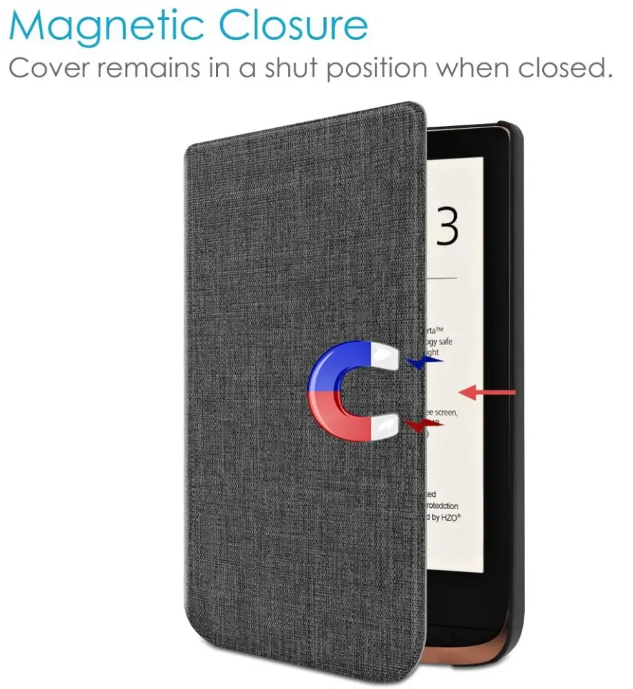 Armori Trimer T187, pouzdro pro Pocketbook 616/617/618/627/628/632/633 - magnetické zavírání, AutoSleep, motiv Grey Canvas