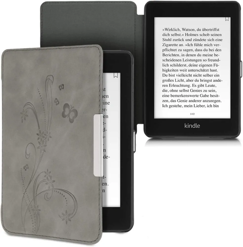 Pouzdro KW Mobile - Butterfly Tendril - KW4897501 - pro Amazon Kindle Paperwhite 4 (2018) - šedé