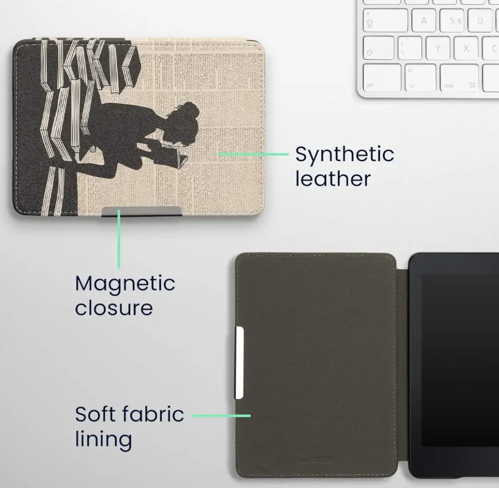 Pouzdro KW Mobile - Girl And Books - KW2582448 - pro Amazon Kindle Paperwhite 1/2/3 - vícebarevné