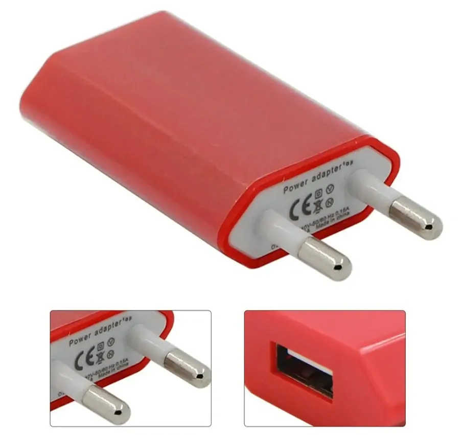 USB síťový adaptér - AR-1005 - Univerzální nabíječka, 5V/1A - červená