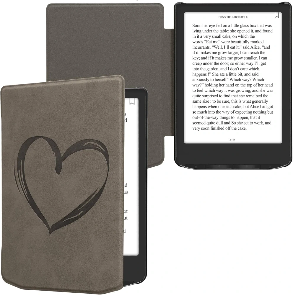 Pouzdro KW Mobile - Brushed Heart - 23SC003C - pro Pocketbook 629 Verse / 634 Verse Pro / Color - šedé