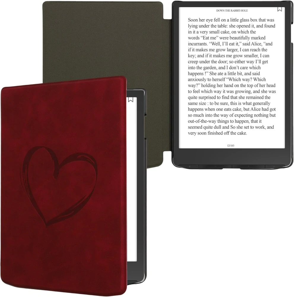 Pouzdro KW Mobile - Brushed Heart - KW6164401 - pro Pocketbook 743G InkPad 4 / 743K3 Color 3 / 743C Color 2 - červené