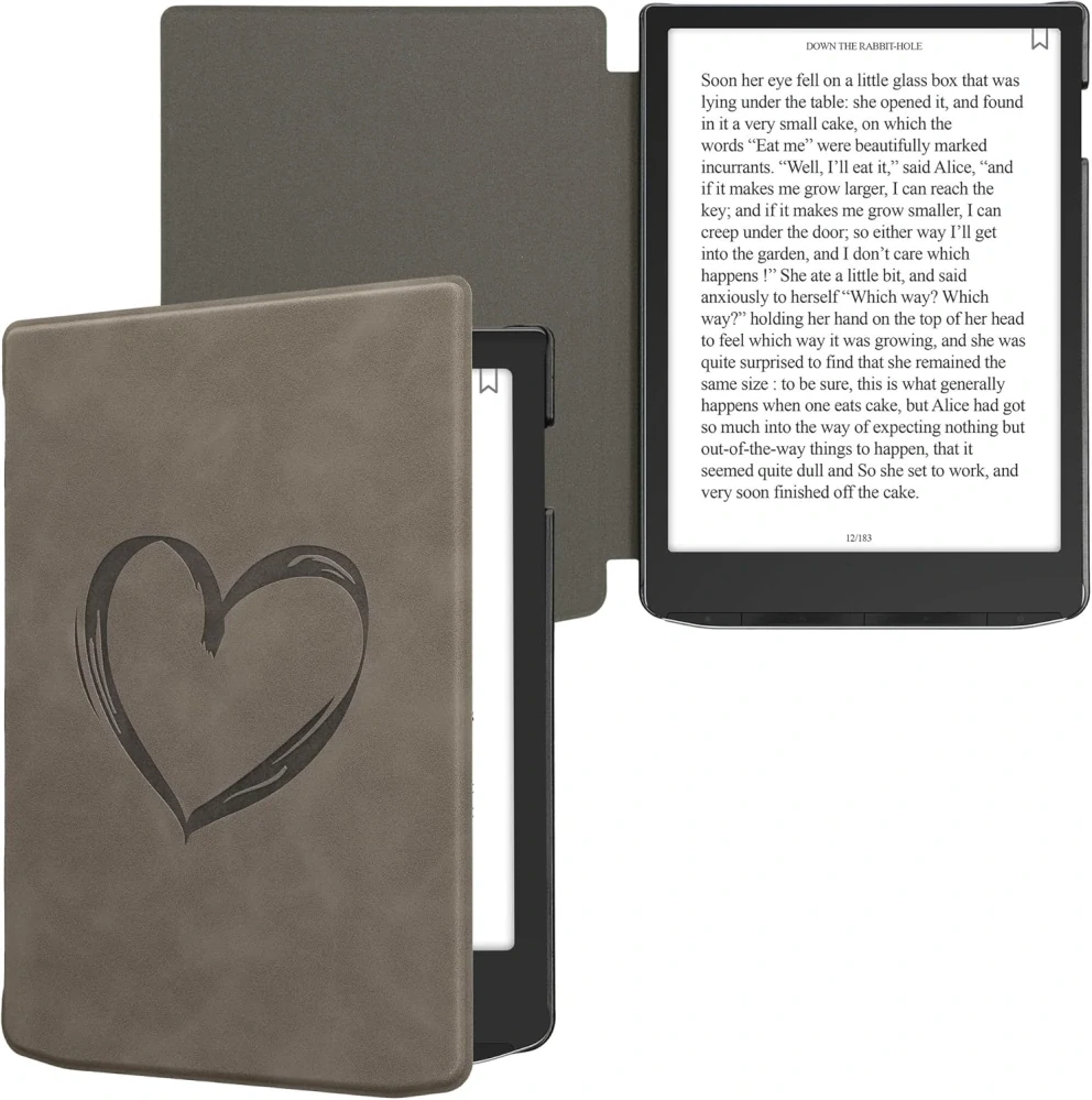 Pouzdro KW Mobile - Brushed Heart Grey - 23SA003C - pro Pocketbook 743G InkPad 4 / 743K3 Color 3 / 743C Color 2 - šedé
