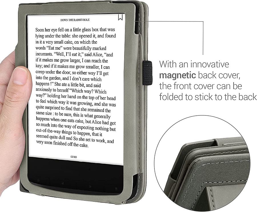 Pouzdro KW Mobile - Brushed Heart - KW5481704 - pro Pocketbook 616/617/627/628/632/633 - šedé