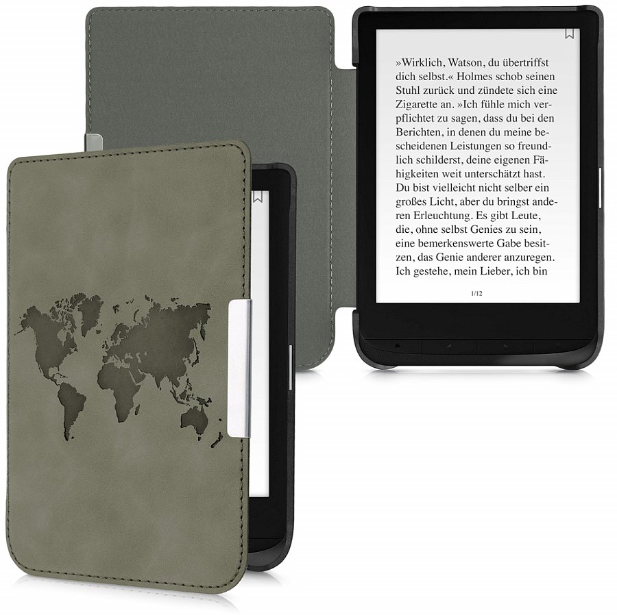 Pouzdro KW Mobile - Travel Outline - KW5022807 - pro Pocketbook 616/617/627/628/632/633 - šedé