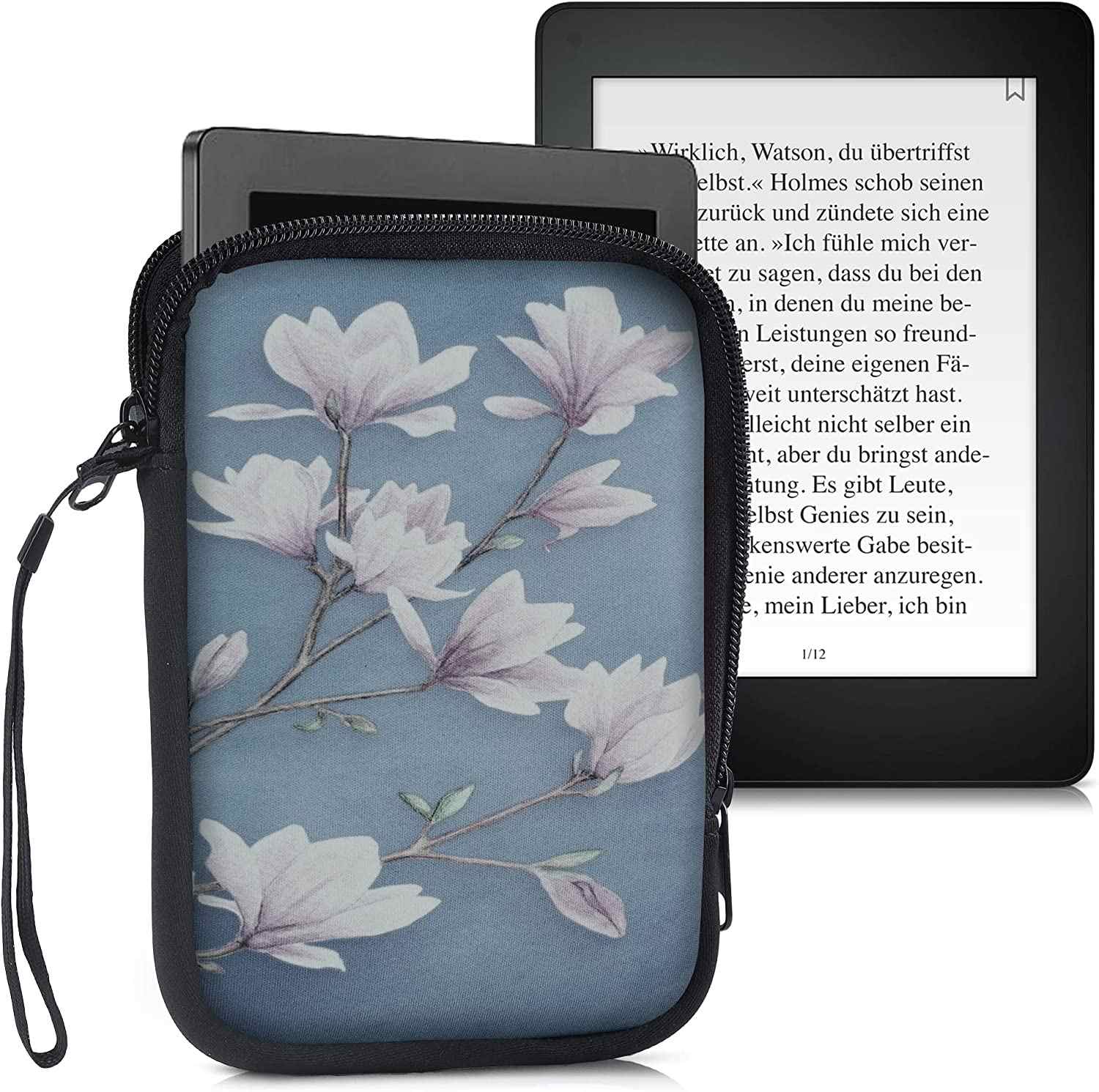 Pouzdro KW Mobile Magnolias - KW5033508 - Univerzální pouzdro pro čtečky 6" - modré, bílé