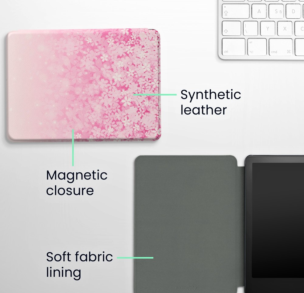 Pouzdro KW Mobile - Pink Flowers - KW5625658 - pro Amazon Kindle Paperwhite 5 (2021) - vícebarevné