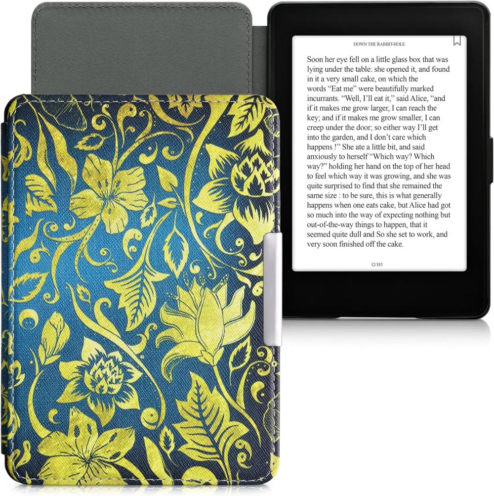 Pouzdro KW Mobile - Gold Flowers - KW4556948 - pro Amazon Kindle Paperwhite 1/2/3 - vícebarevné